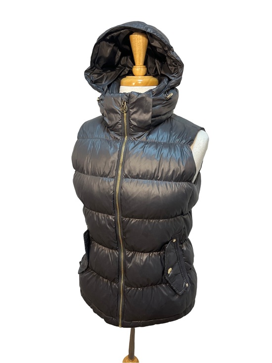 MICHAEL Michael Kors Jackets & Blazers - Michael Kors Hooded Puffer Vest XS Black Charcoal Gold Zip